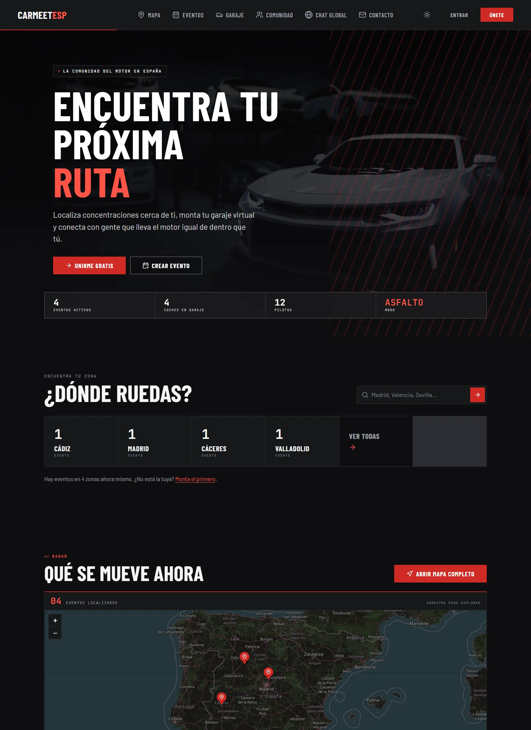 Web de CarMeet vista en un ordenador