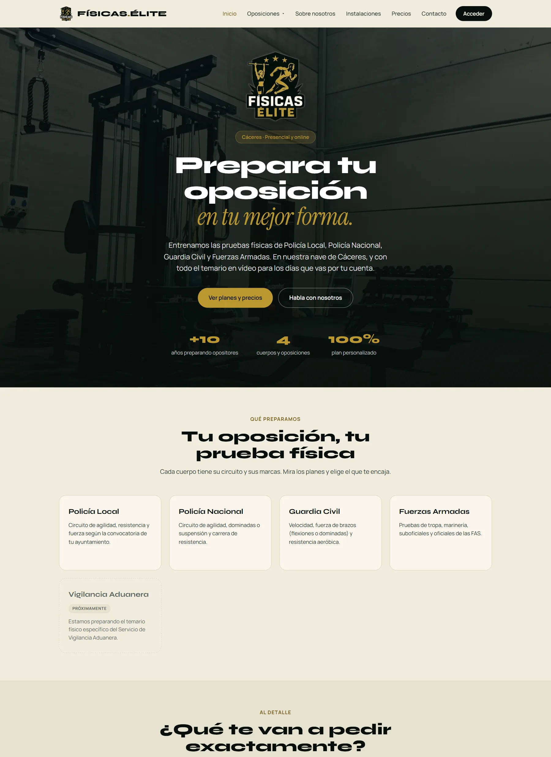 Web de Físicas Élite vista en un ordenador