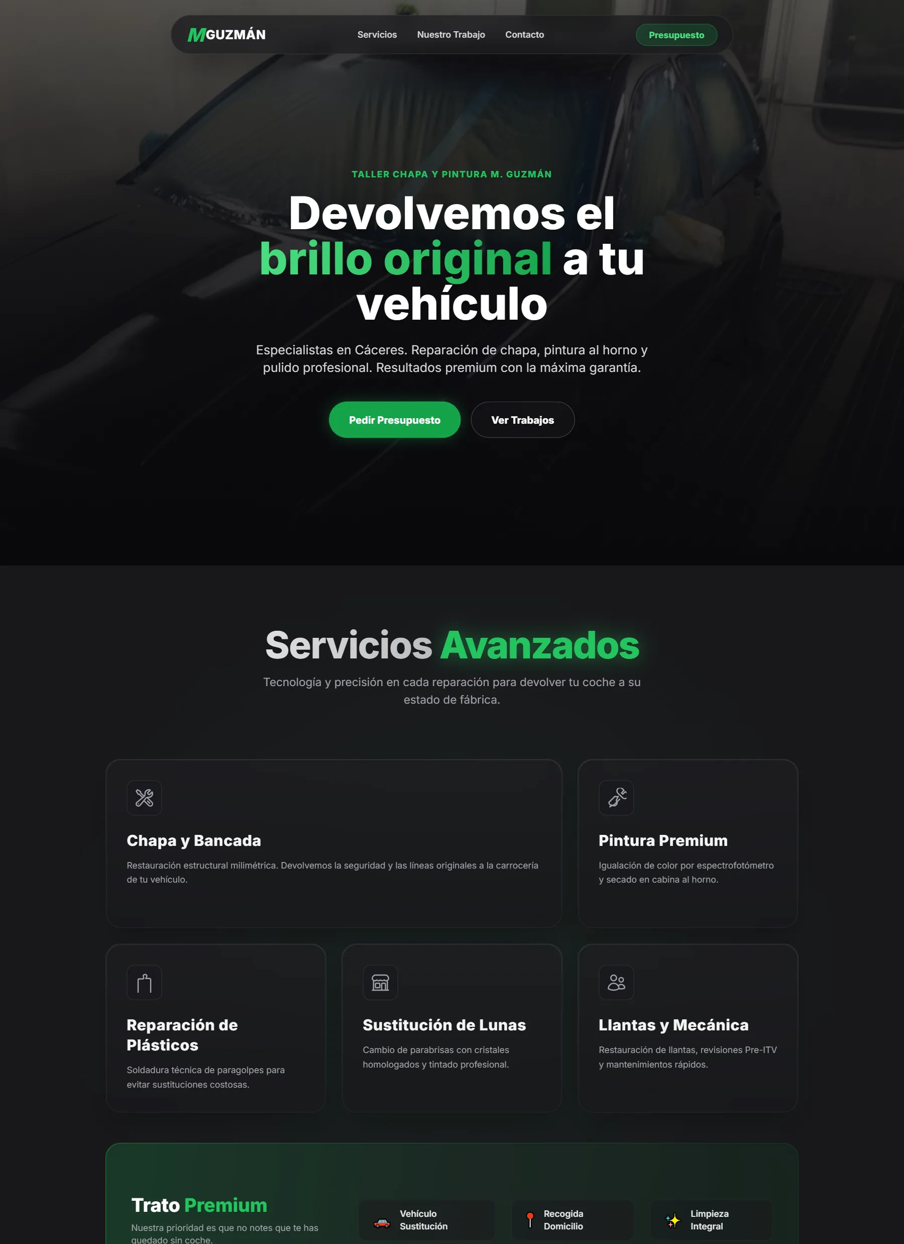 Web de Taller M. Guzmán vista en un ordenador