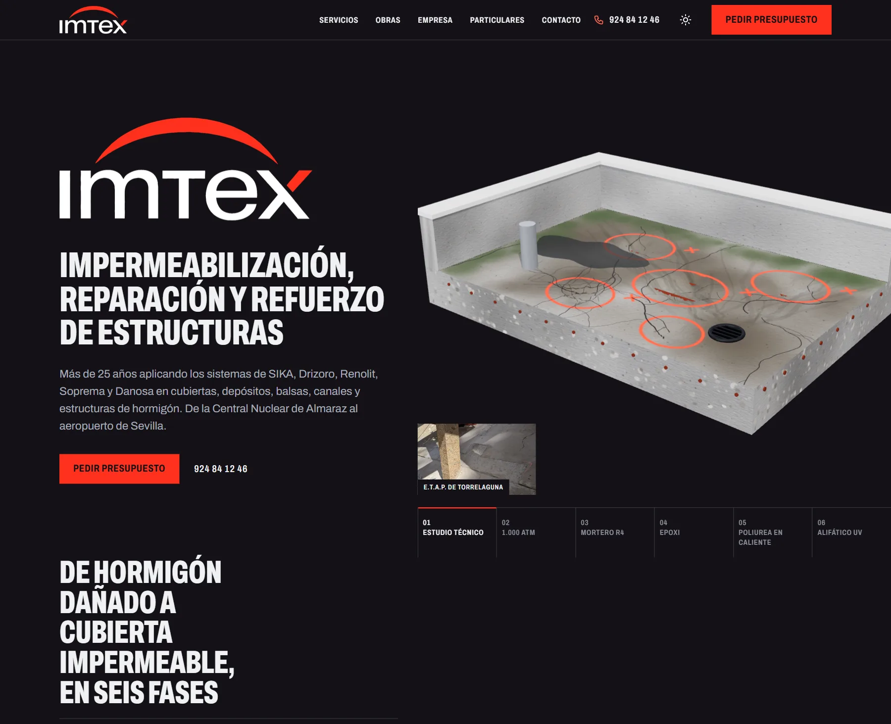 Web de IMTEX vista en un ordenador